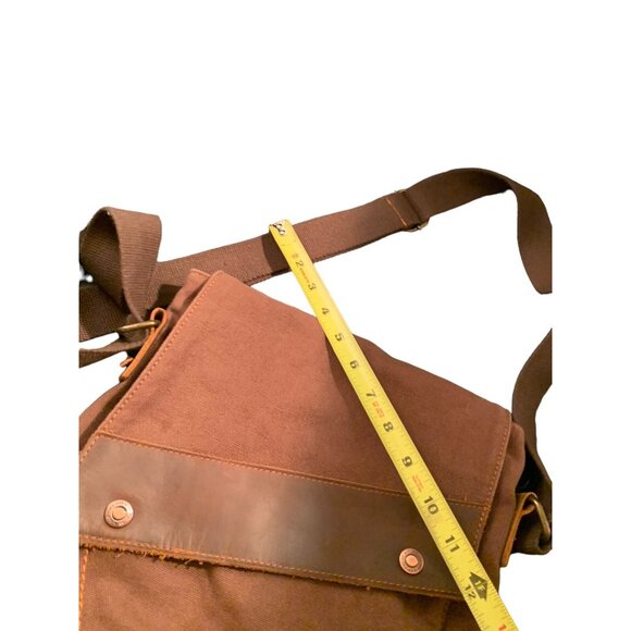 Augur Messenger Bag Canvas Shoulder Crossbody Commuter Camping Hiking Brown Rust - Picture 7 of 12